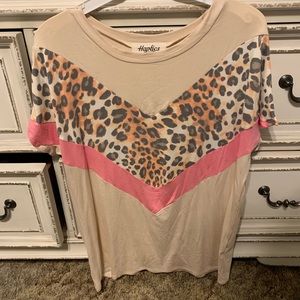 Leopard top with v design